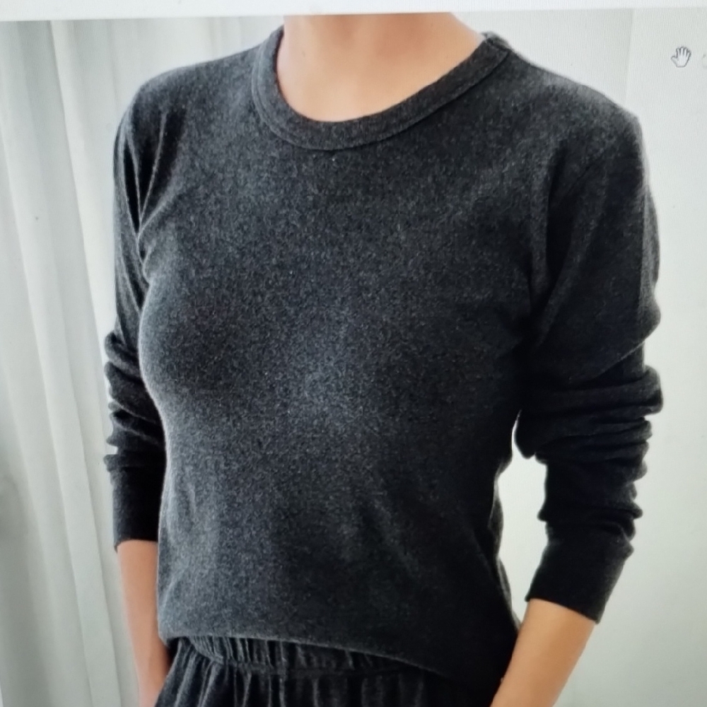 Le Bon Shoppe Pointelle Fundamental Tee Shirt Charcoal M NWOT